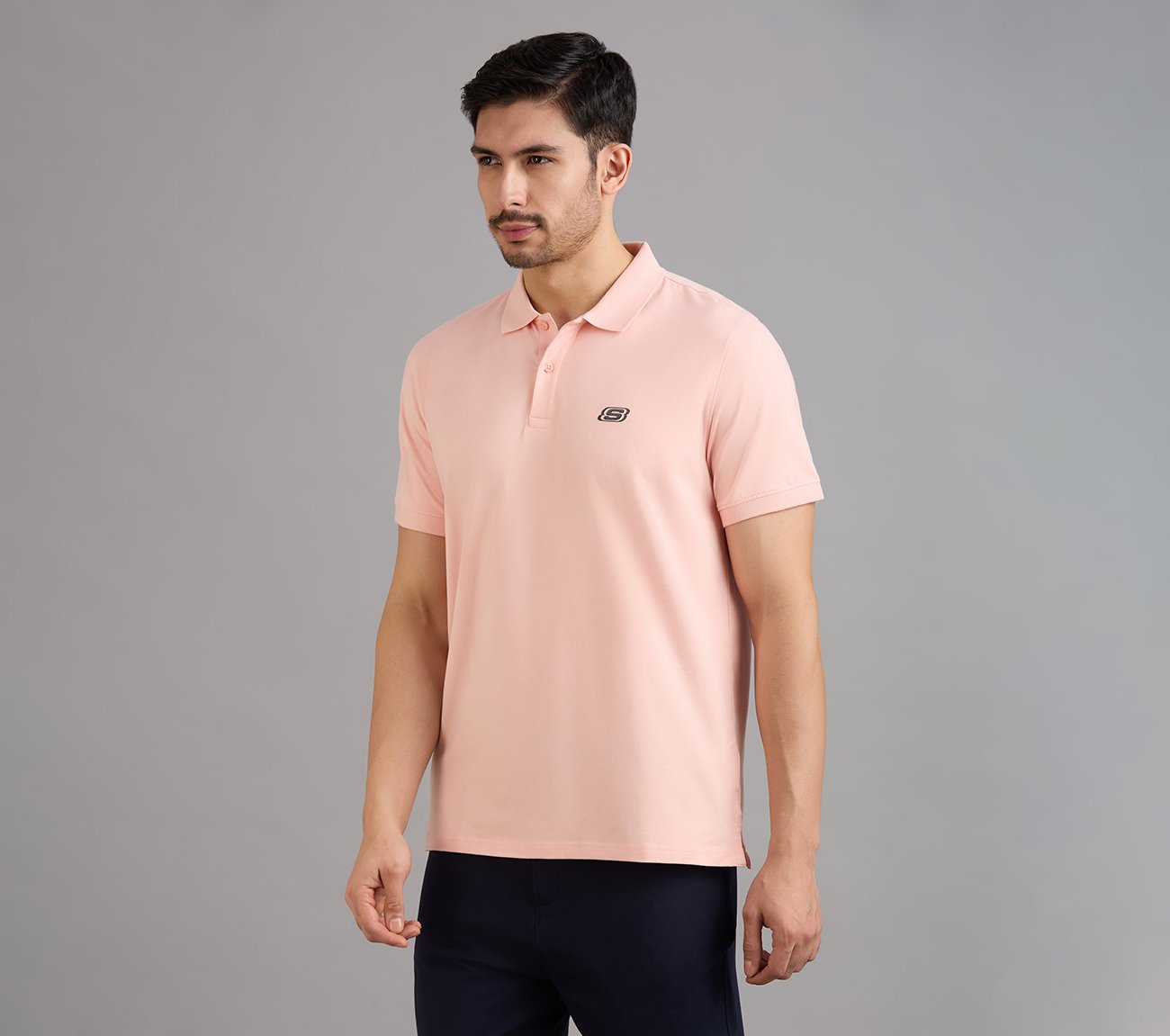 COMFORT FIT POLO, NATURAL/LIGHT PINK Apparels Top View
