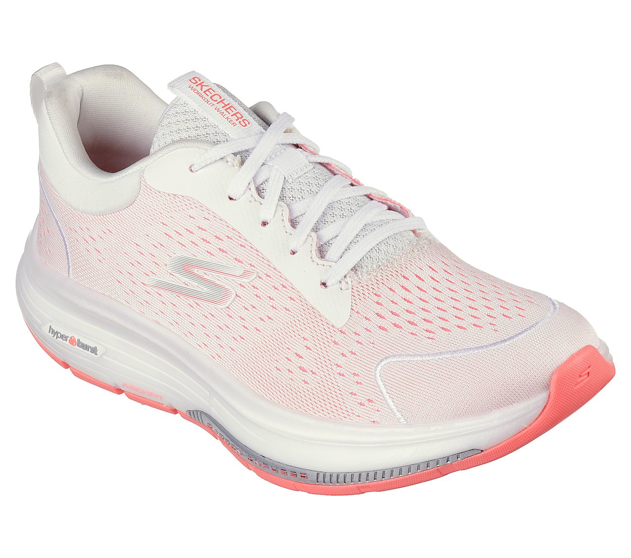 GO WALK WORKOUT WALKER -OUTPA, WHITE/HOT CORAL Footwear Lateral View