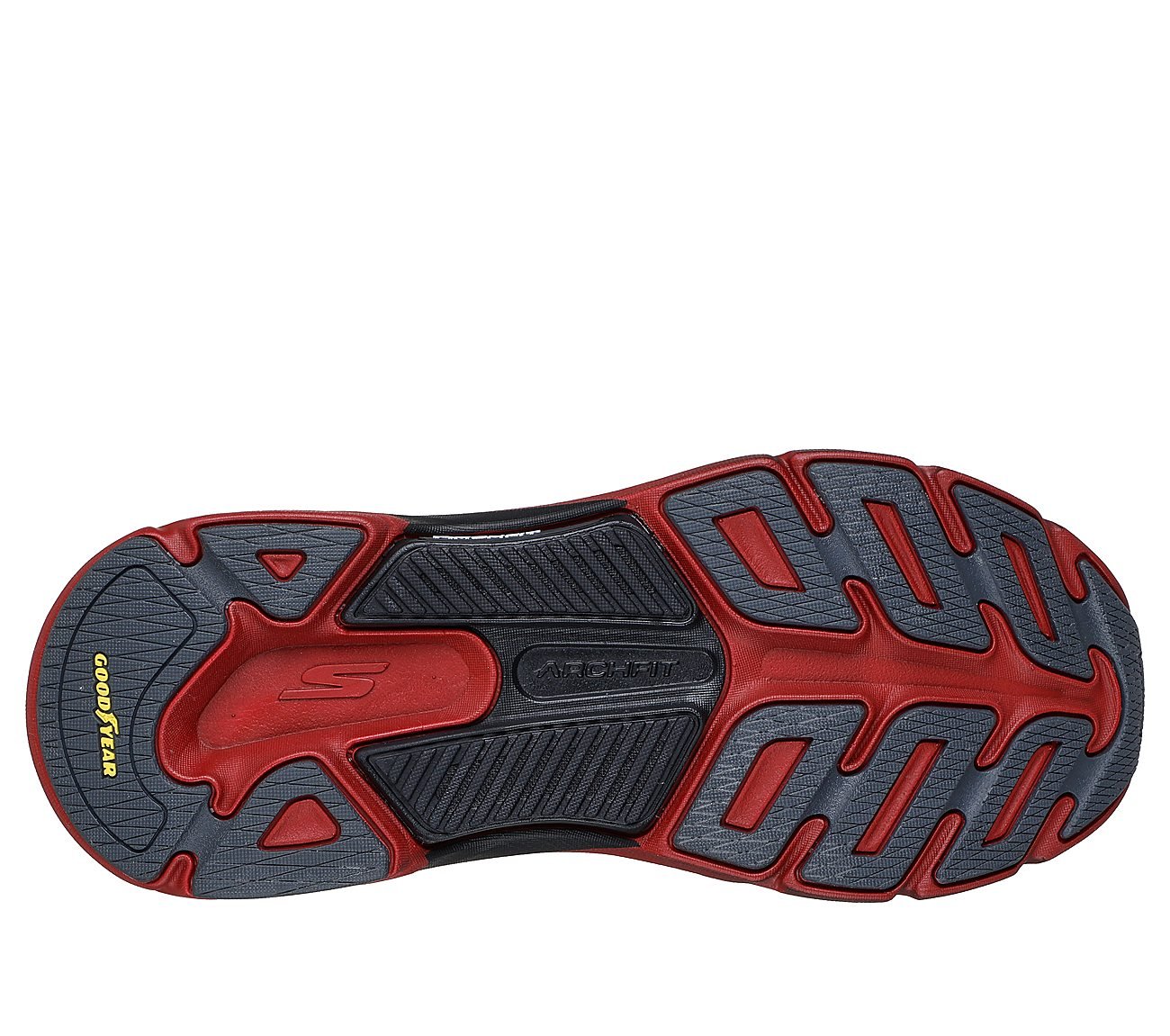 MAX CUSHIONING ARCH FIT 2, CHARCOAL/RED Footwear Bottom View