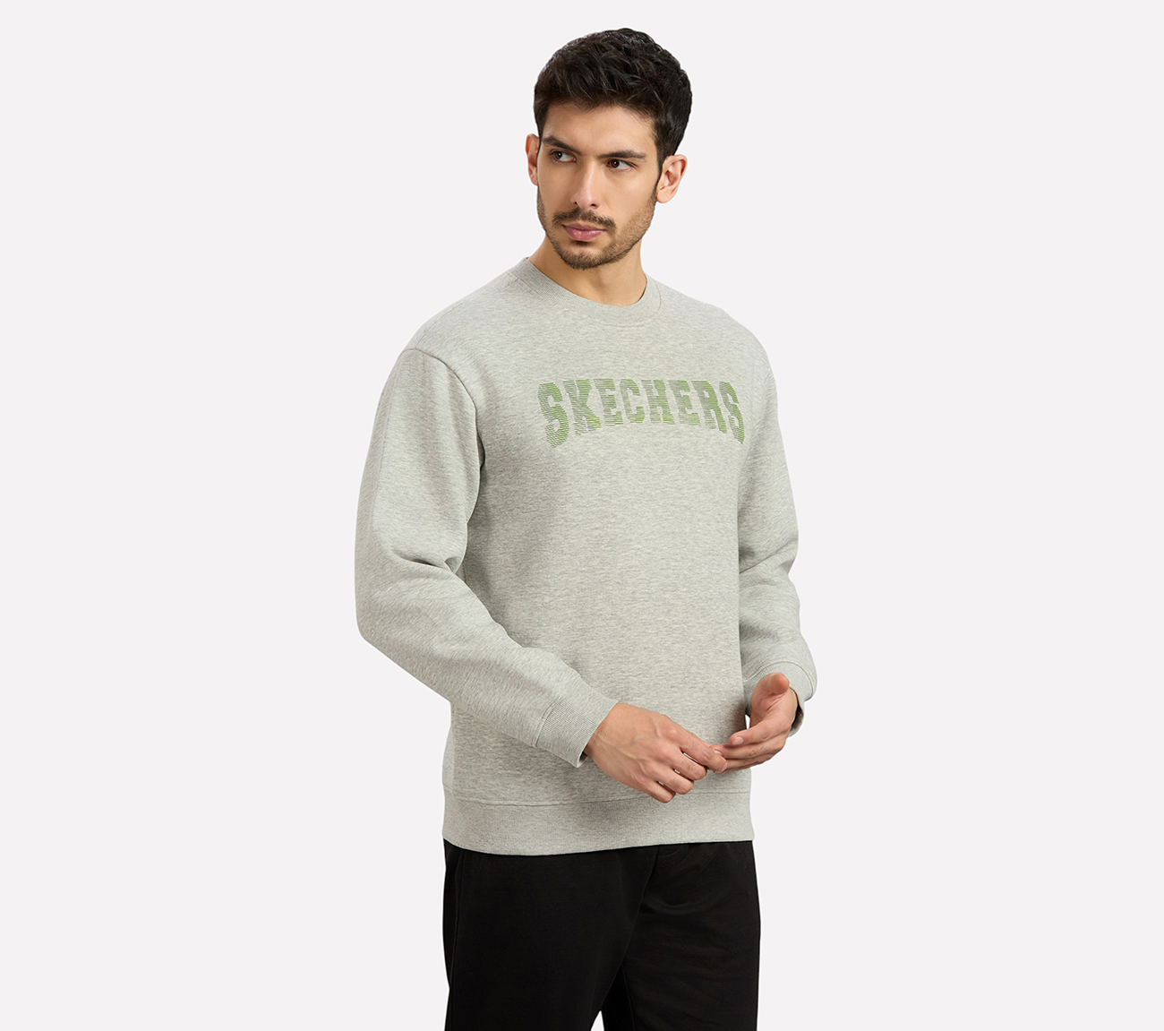 FRONT LINEAR BRANDING SWEATSHIRT, CHARCOAL/LT. GRAY