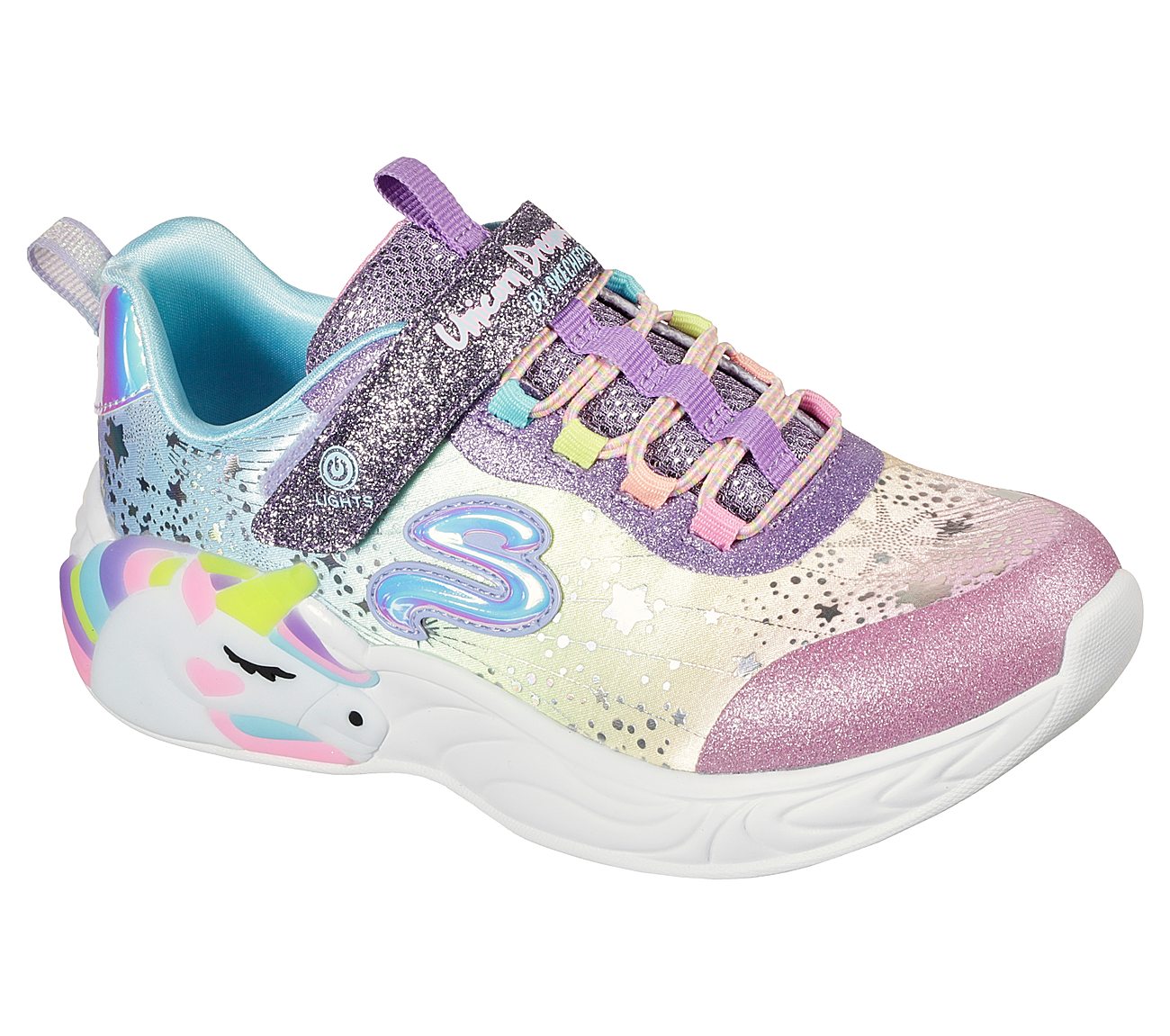 UNICORN DREAMS, PURPLE MULTI Footwear Lateral View