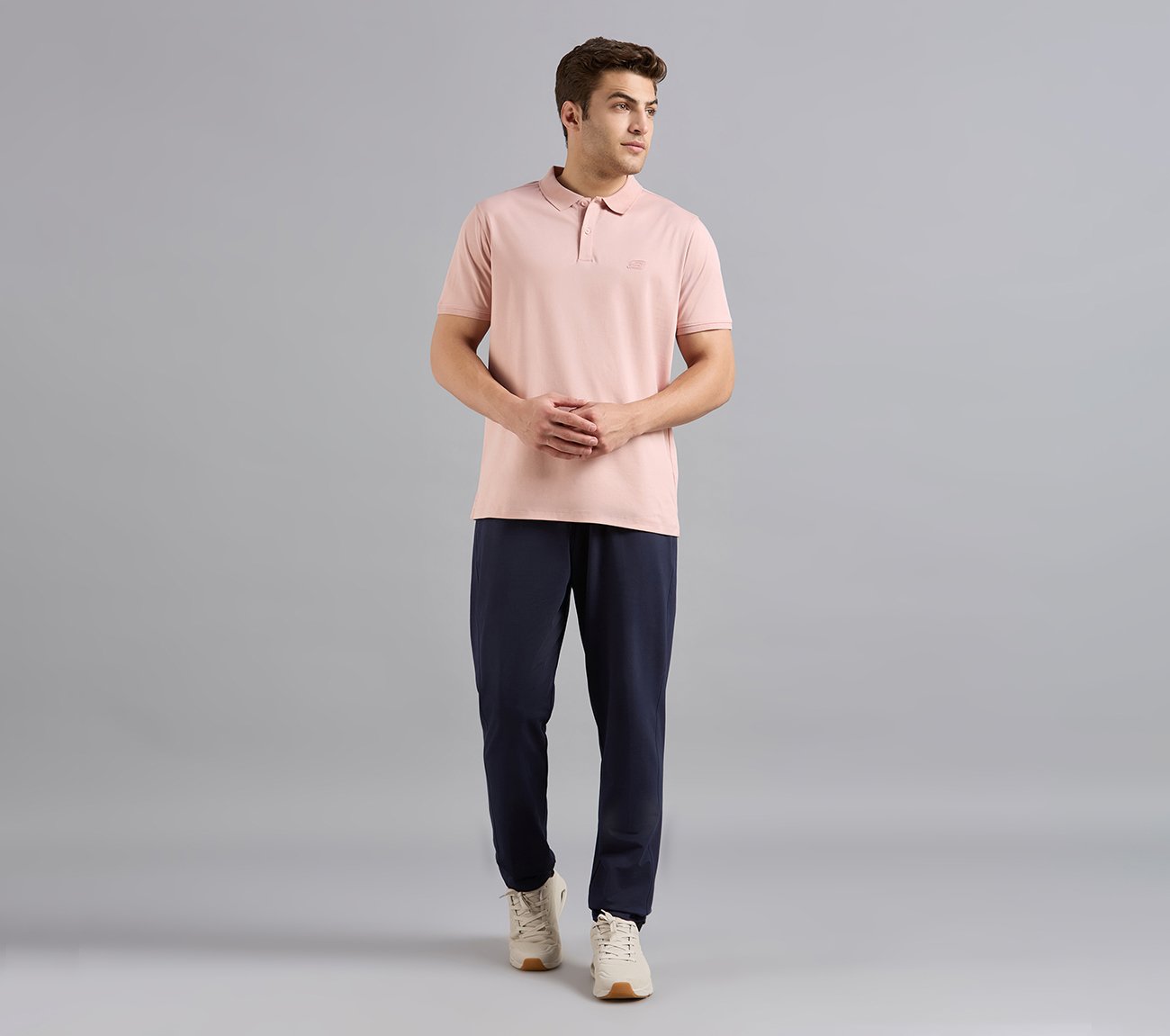 HIGHLANDER FRONT ZIPPER POLO, NATURAL/LIGHT PINK Apparel Right View