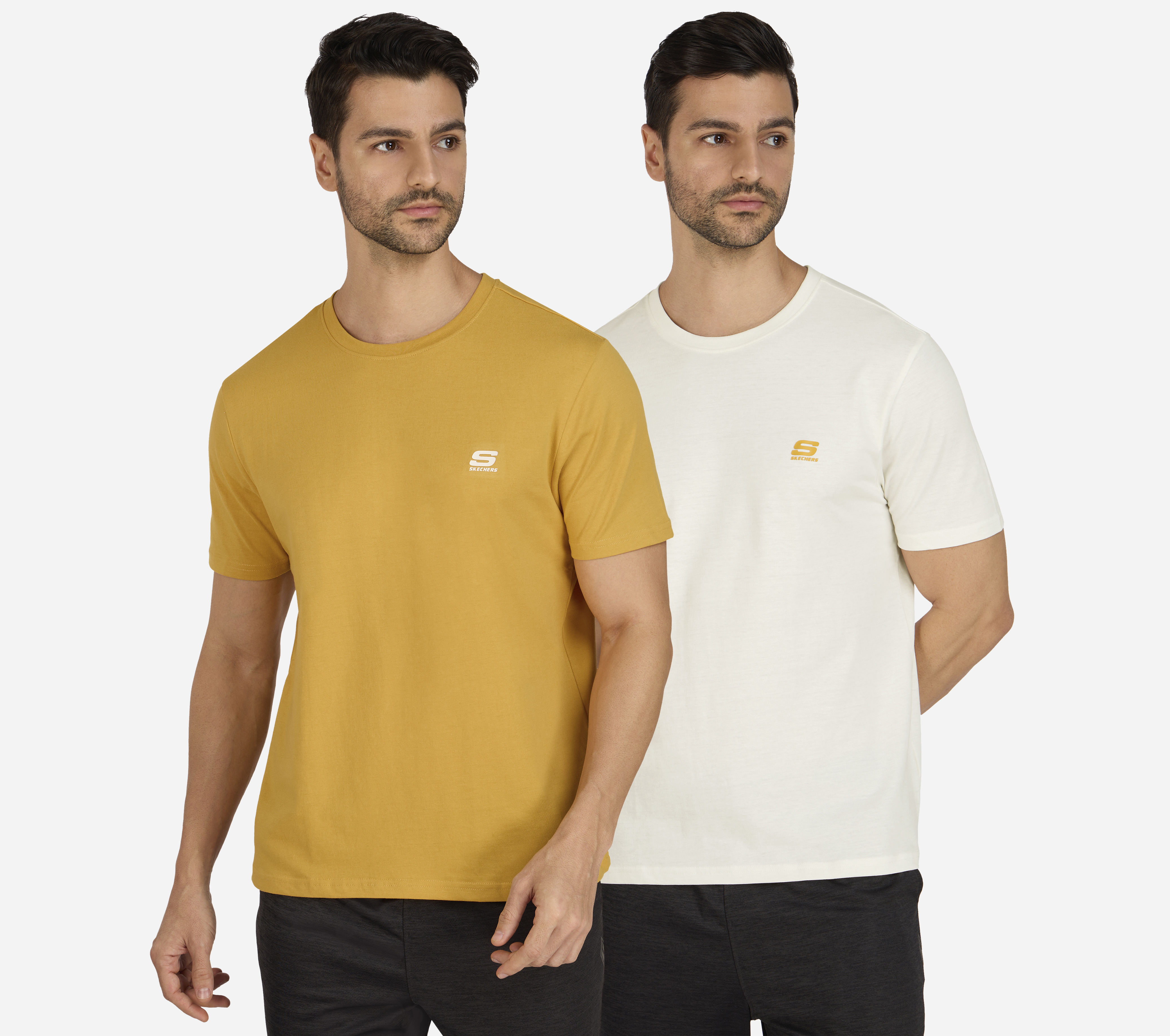 SS CREWNECK TEE-2PC PACK, WHITE YELLOW Apparels Lateral View
