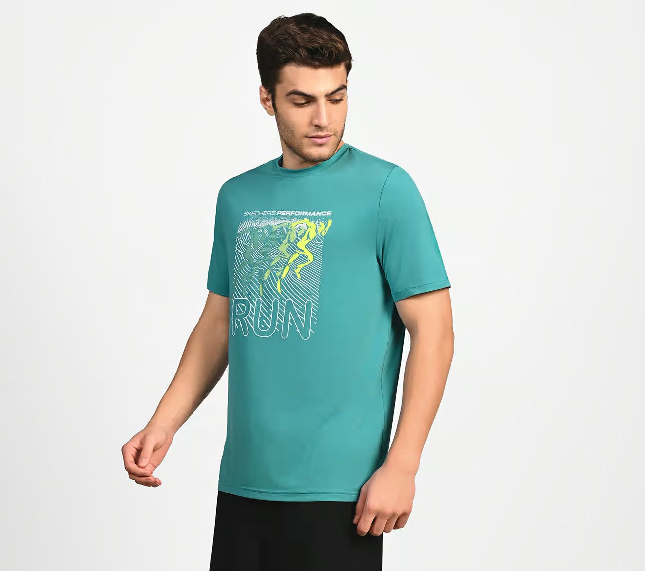 FIRFLY RUN TEE, LAVENDER/TURQUOISE Apparels Bottom View