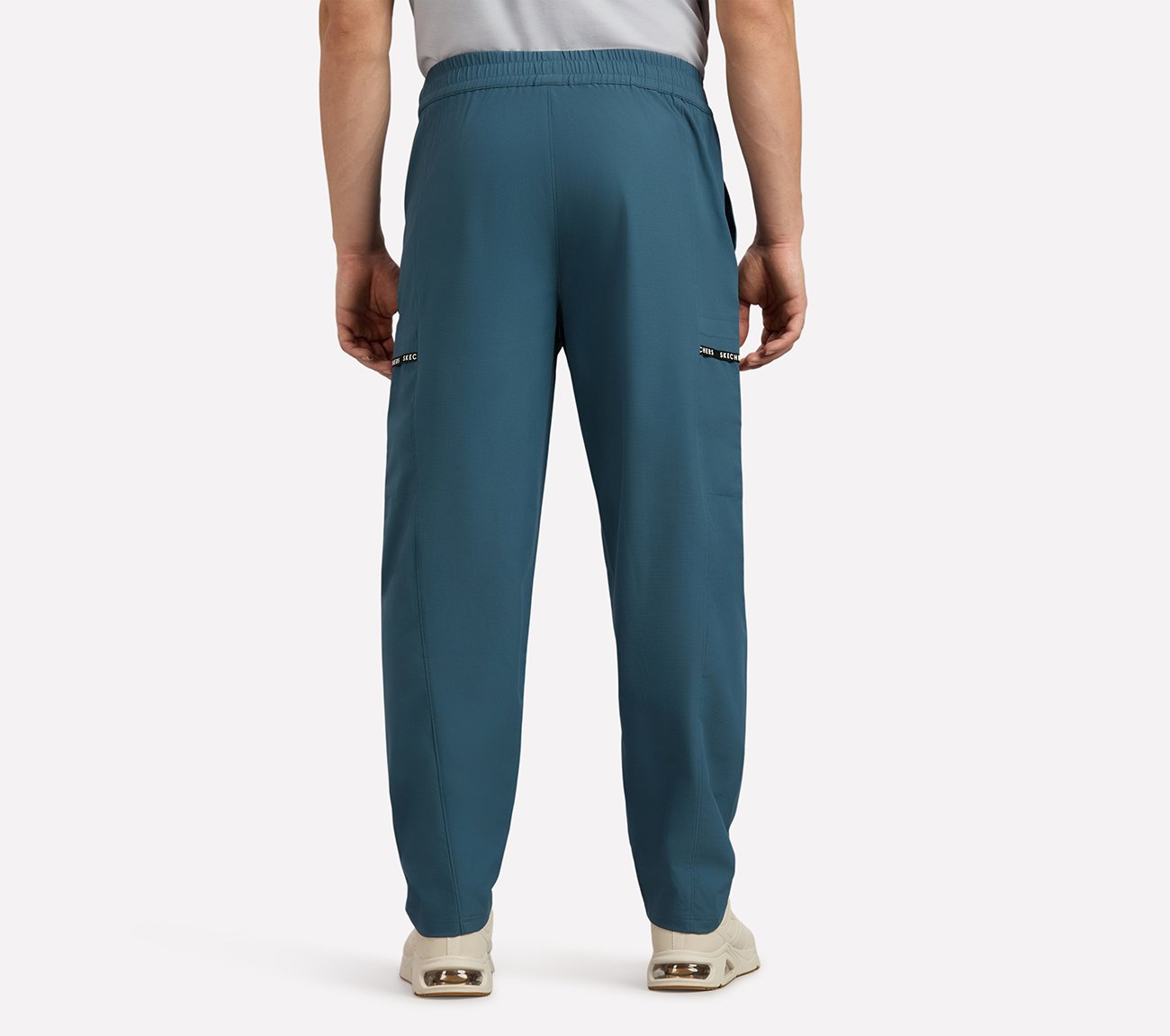 TAPE BRANDING PANEL GOLF PANTS, TAUPE/BLUE Apparel Left View