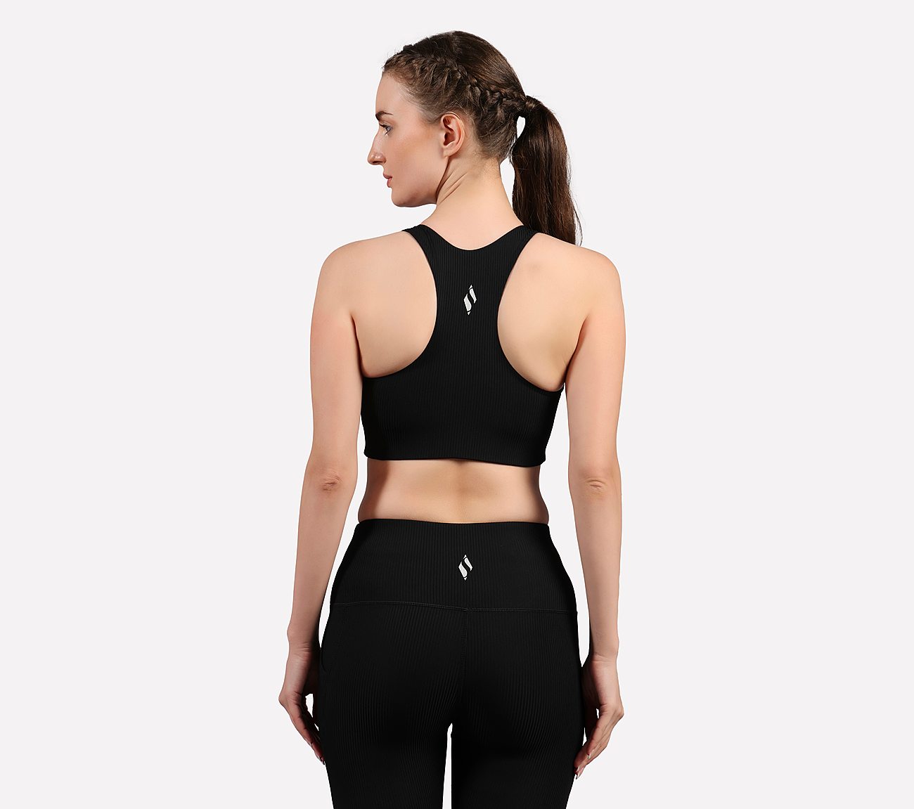 VERTICAL PATTERN SPORTS BRA, BLACK Apparels Left View