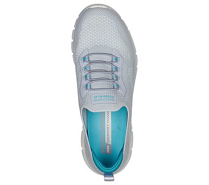 GO WALK GLIDE-STEP FLEX - SIL, GREY/TURQUOISE Footwear Top View