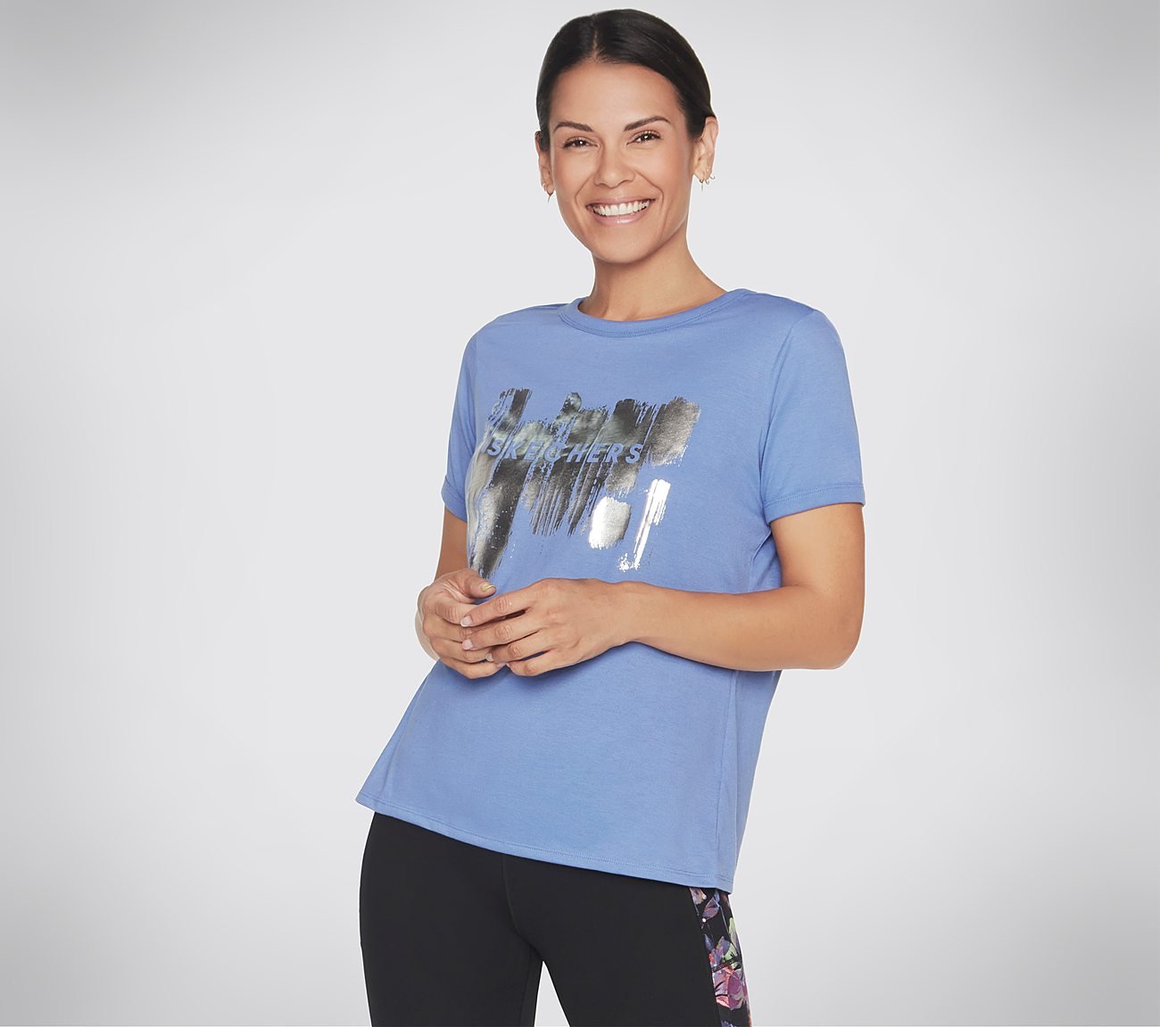 SKECHERS SHINE TEE, PERIWINKLE Apparels Lateral View