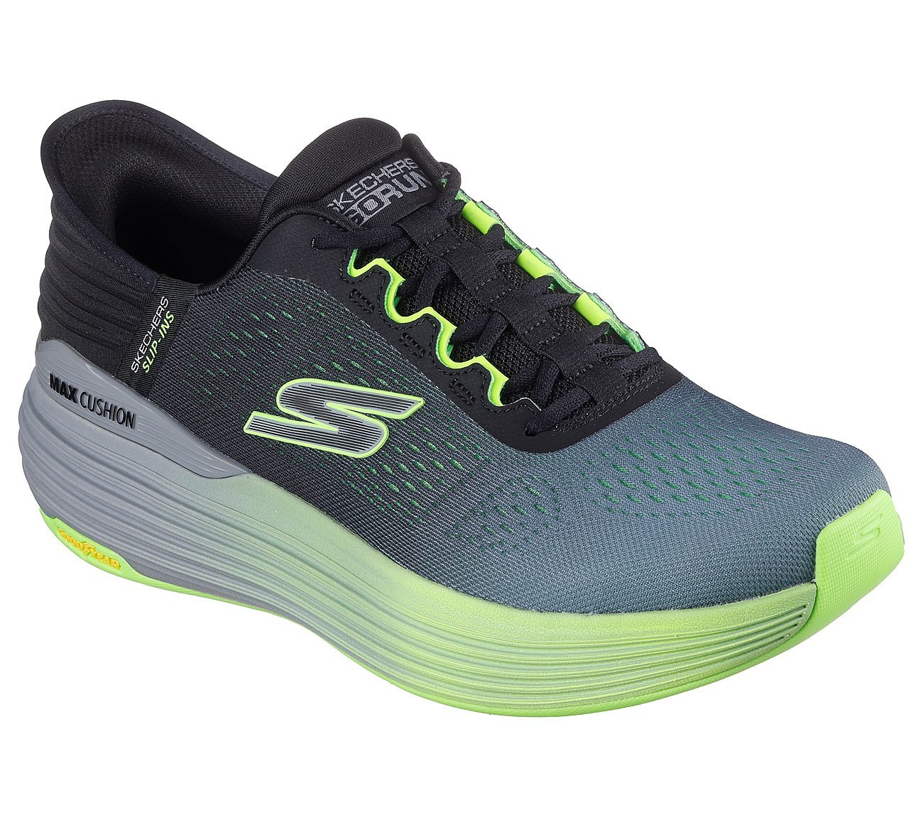 MAX CUSHIONING SUSPENSION - L, BLACK/LIME Footwear Right View
