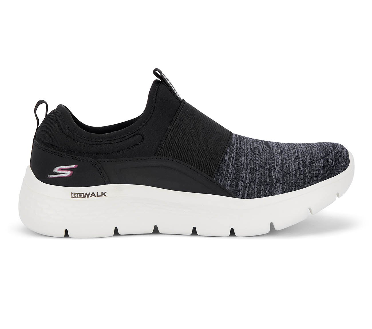 GO WALK FLEX, BLACK/WHITE Footwear Lateral View