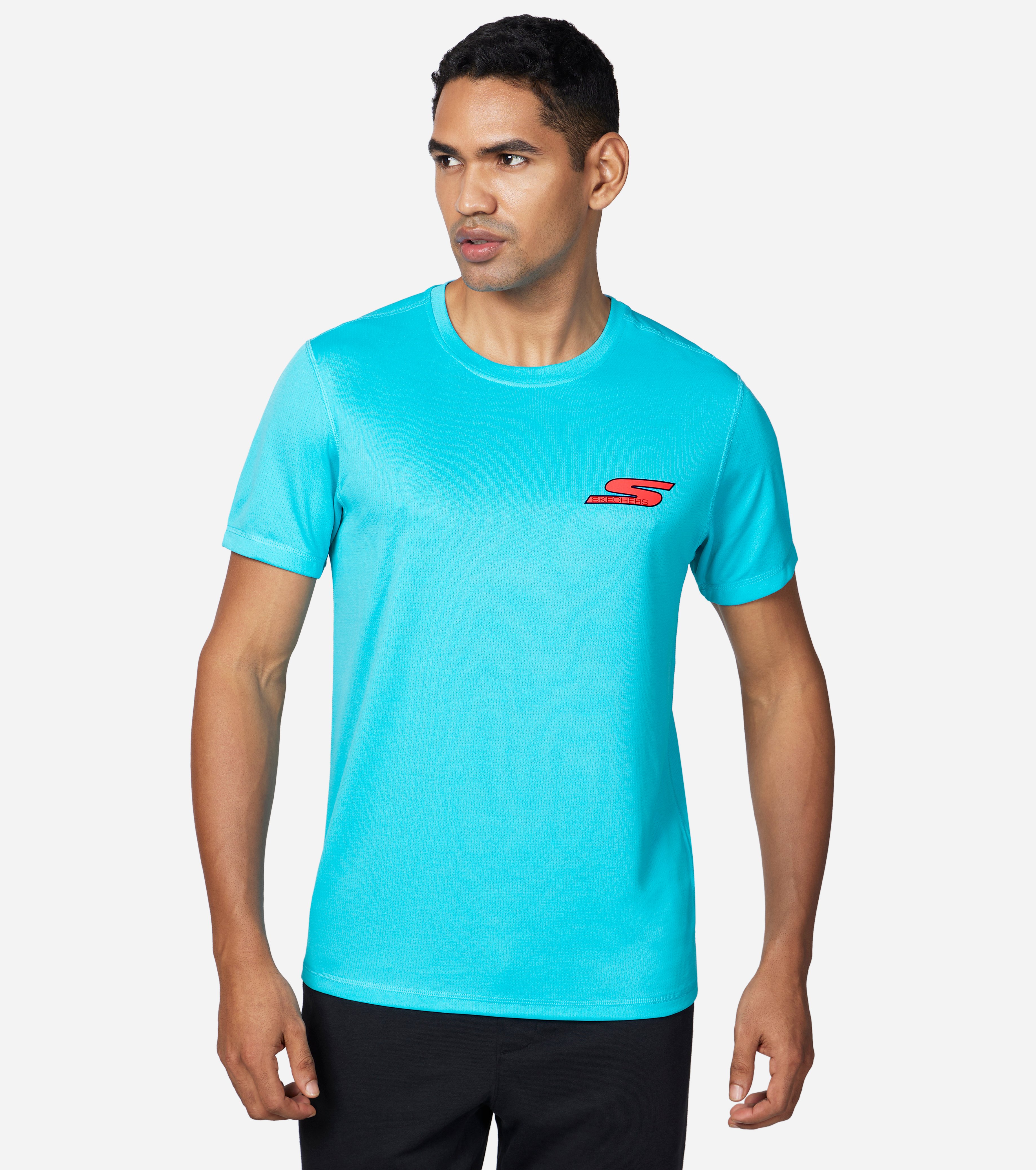 GORUN ELEVATE T-SHIRT, LIGHT BLUE/TURQUOISE Apparel Lateral View