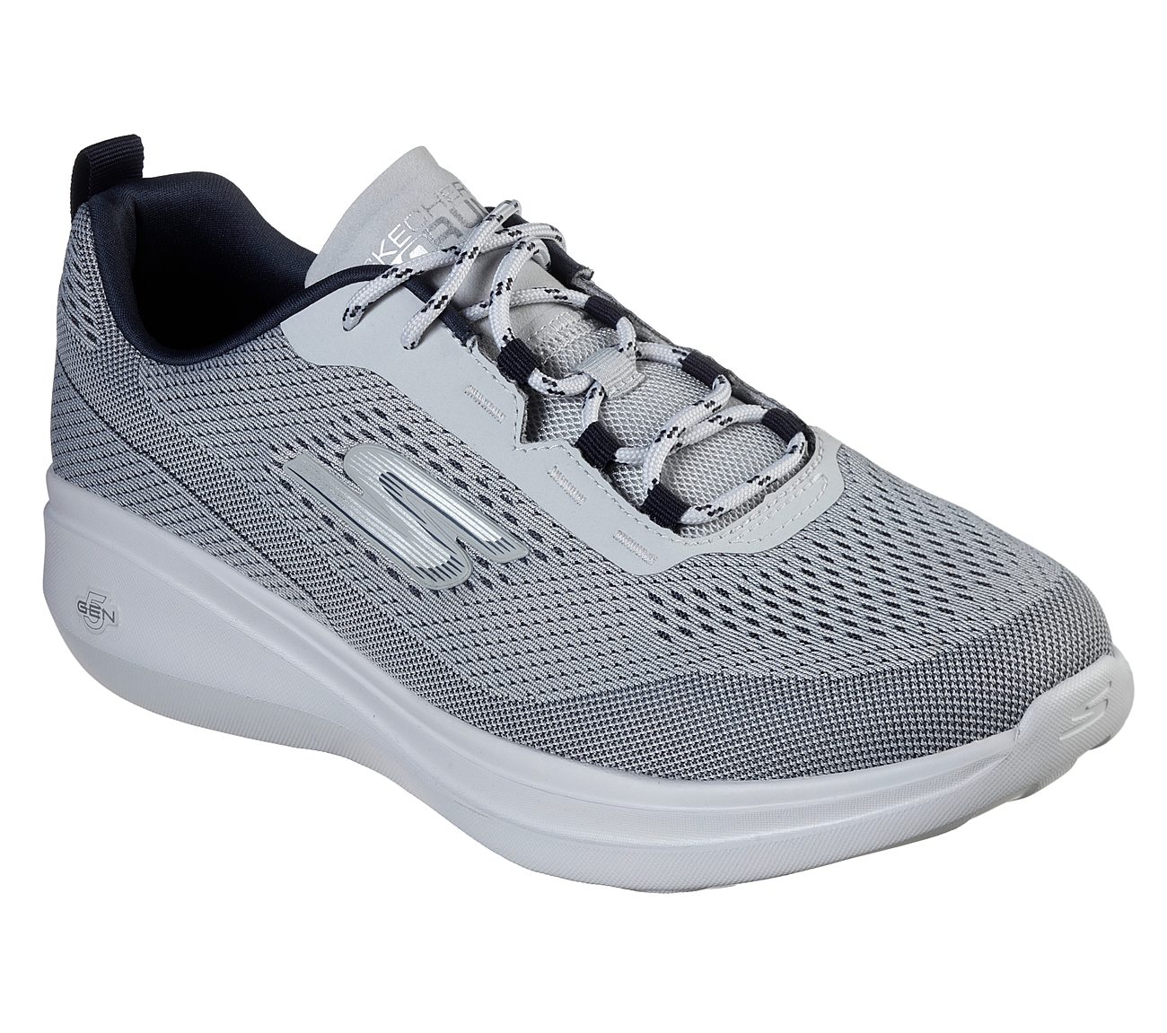 GO RUN FAST -, GREY/NAVY Footwear Lateral View