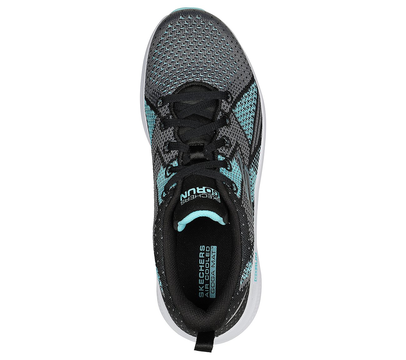 GO RUN ELEVATE, BLACK/AQUA Footwear Lateral View