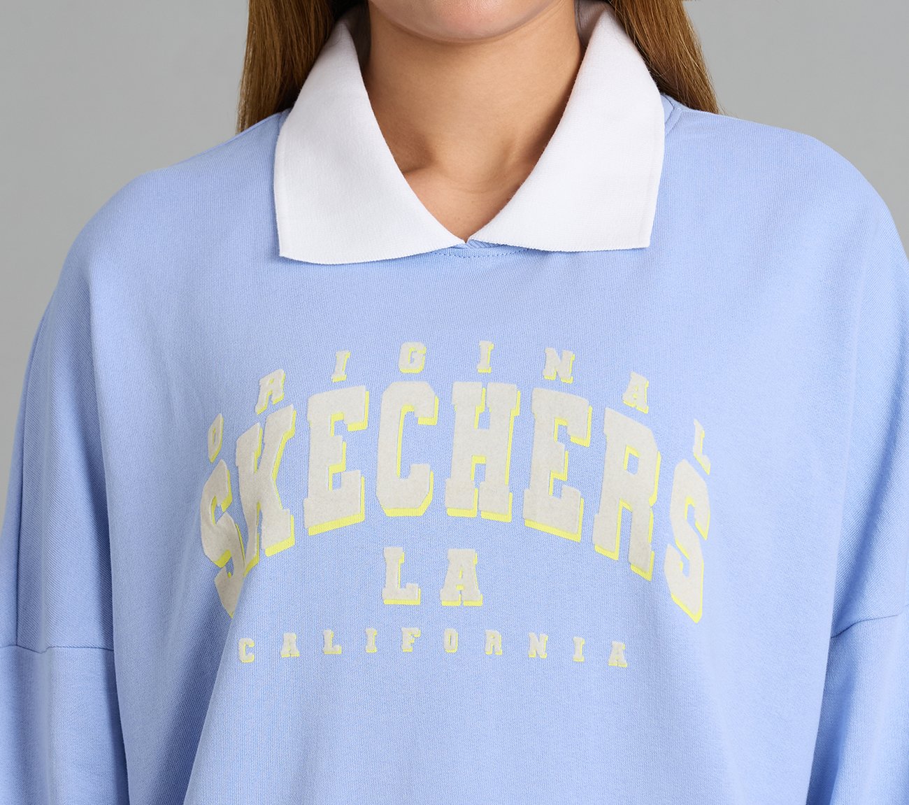 OVERSIZED LONG SLEEVED TEE, GRAY/AQUA/PINK