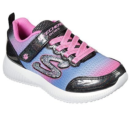 BOBS SQUAD - SPUNKY STEPS, BLACK/MULTI Footwear Lateral View