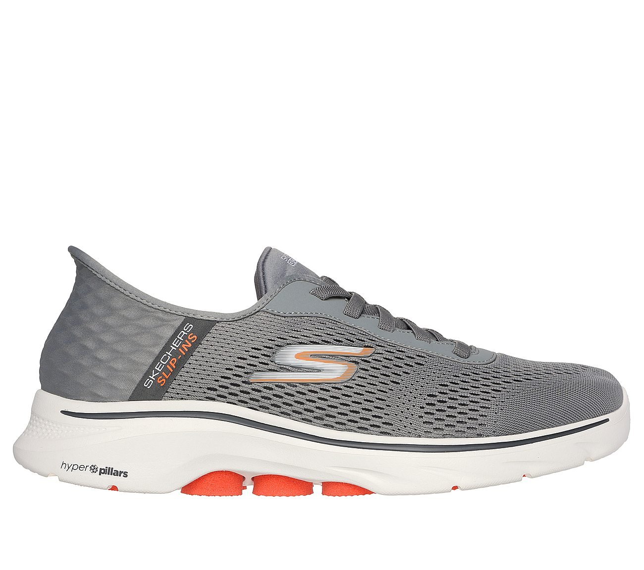 GO WALK 7 - FREE HAND 2, GREY/ORANGE Footwear Lateral View