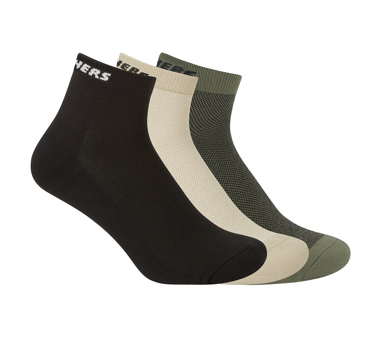 3PK MENS JACQUARD HALF TERRY ANKLE, BLACK/OLIVE