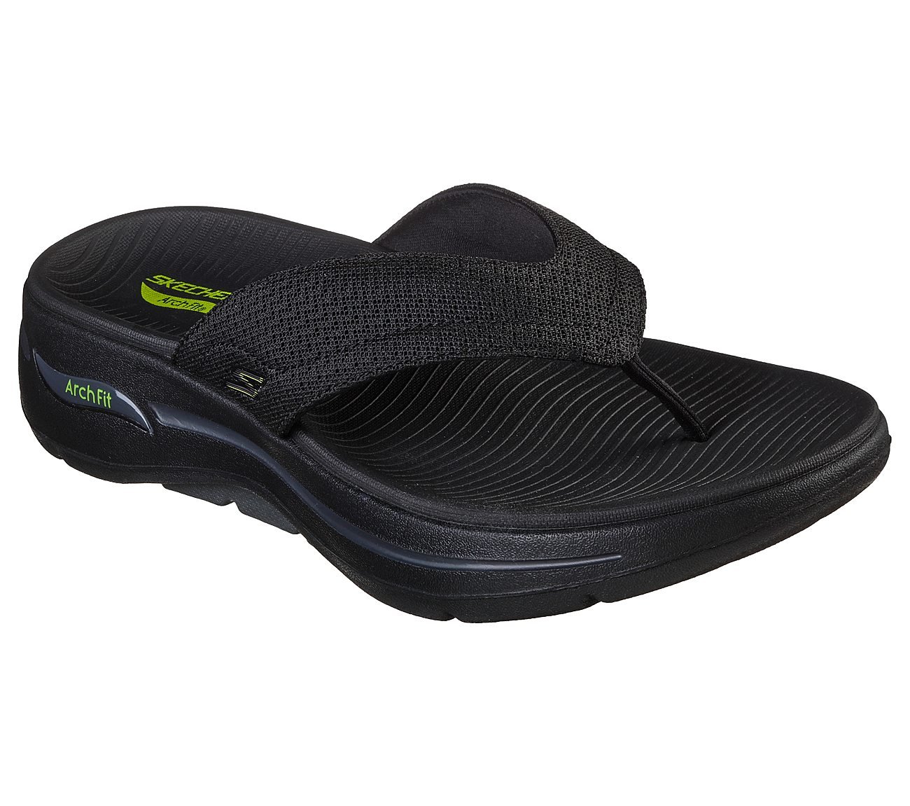 GO WALK ARCH FIT SANDAL-OFFSH, BLACK/LIME Footwear Right View