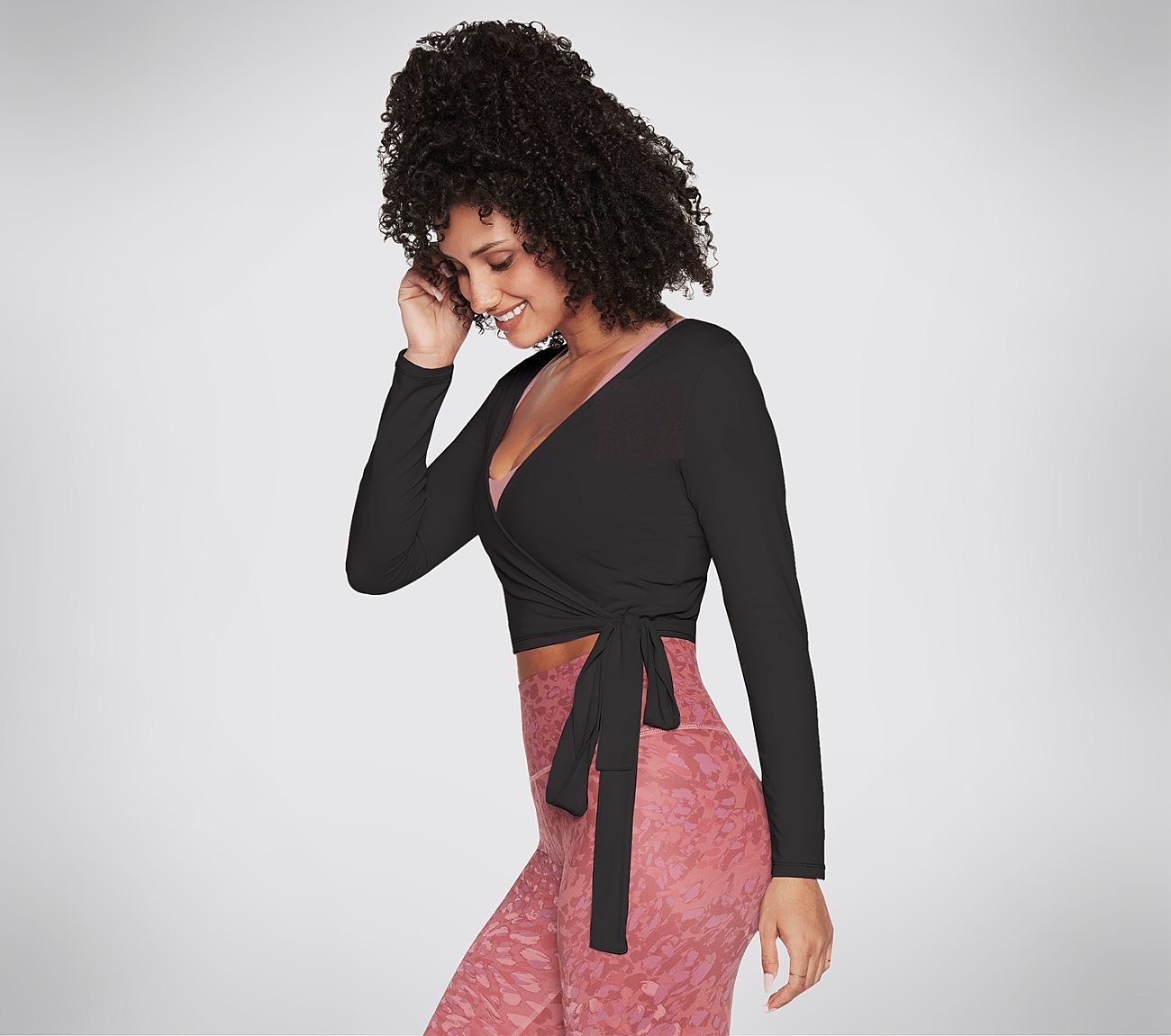 GODRI SERENE WRAP TOP, BBBBLACK Apparels Bottom View