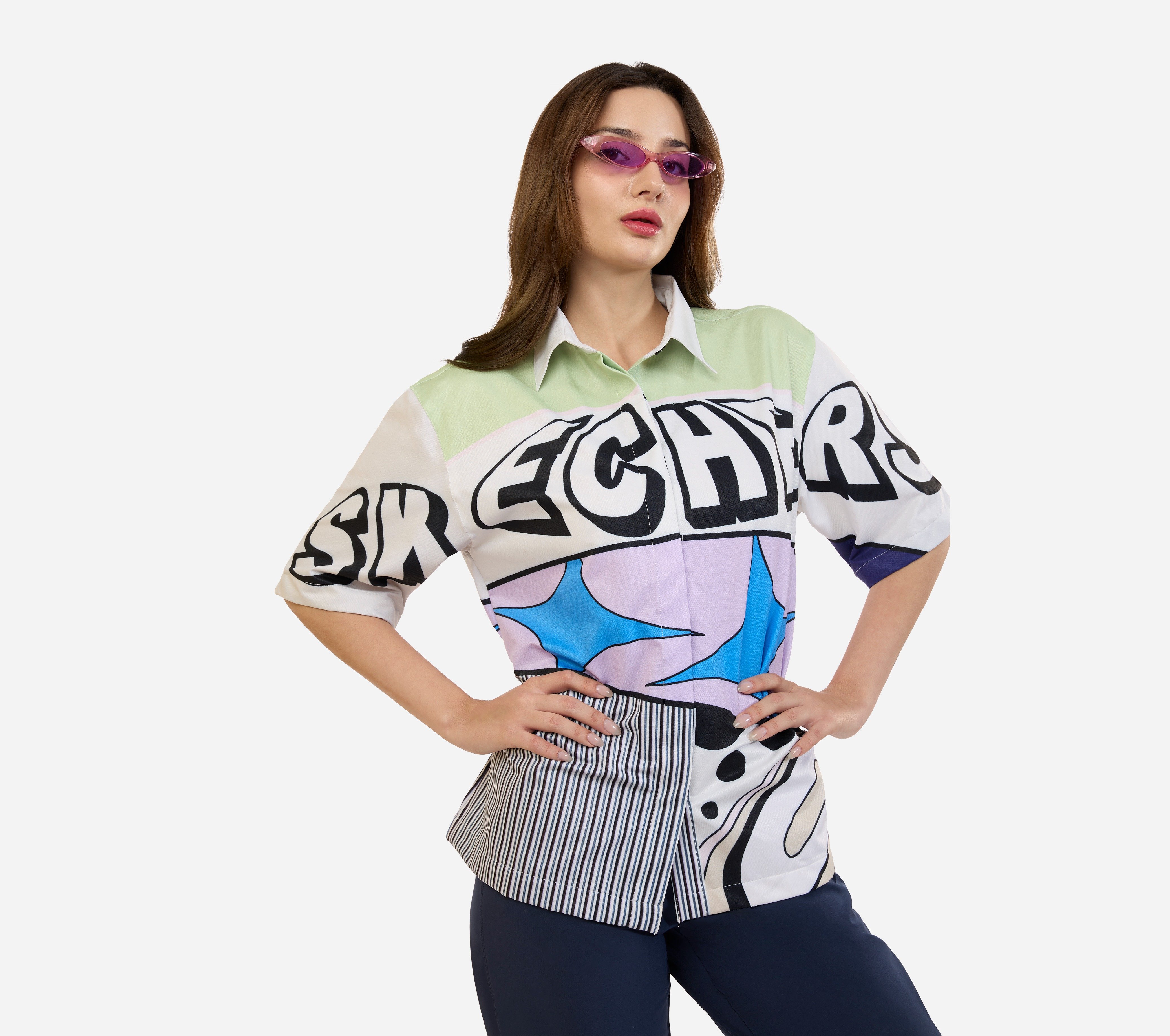 ENGINEERED PRINT HS SHIRT, WHITE Apparel Lateral View
