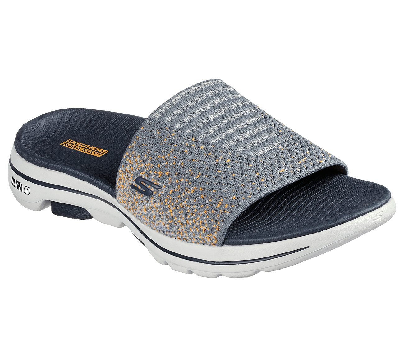 Skechers Grey/Orange Go Walk 5 Slippers - Style ID: 229013 |
