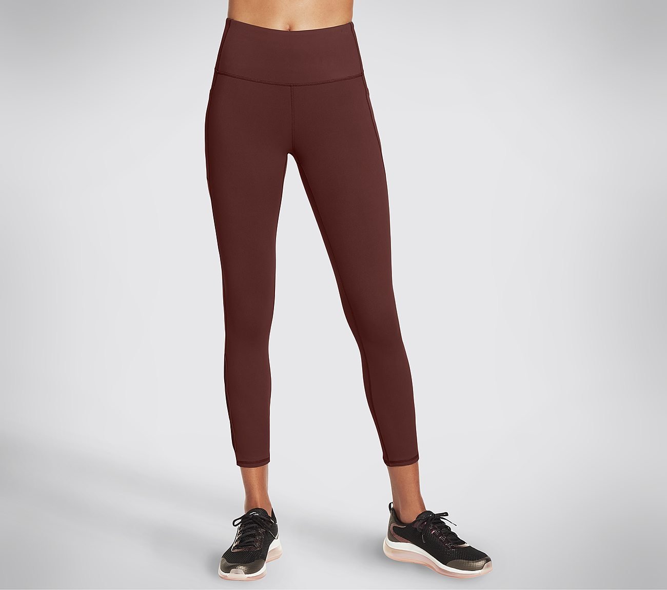 GOFLEX SLIT HW 7/8 LEGGING, BURGUNDY/BROWN Apparels Lateral View