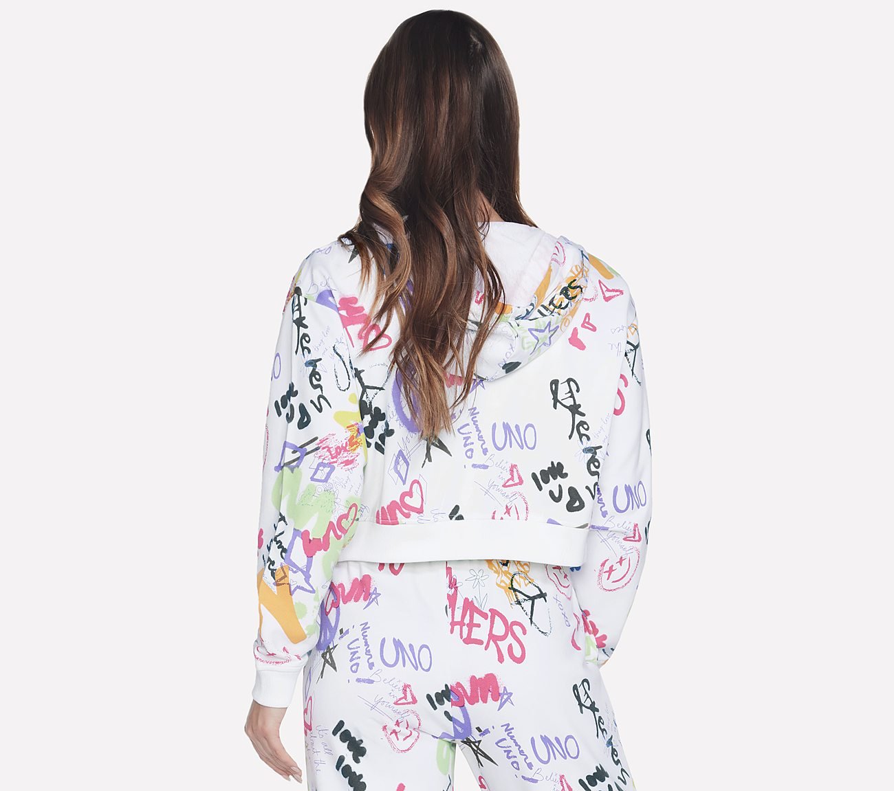 UNO GRAFFITI FZ HOODIE, WHITE Apparel Top View