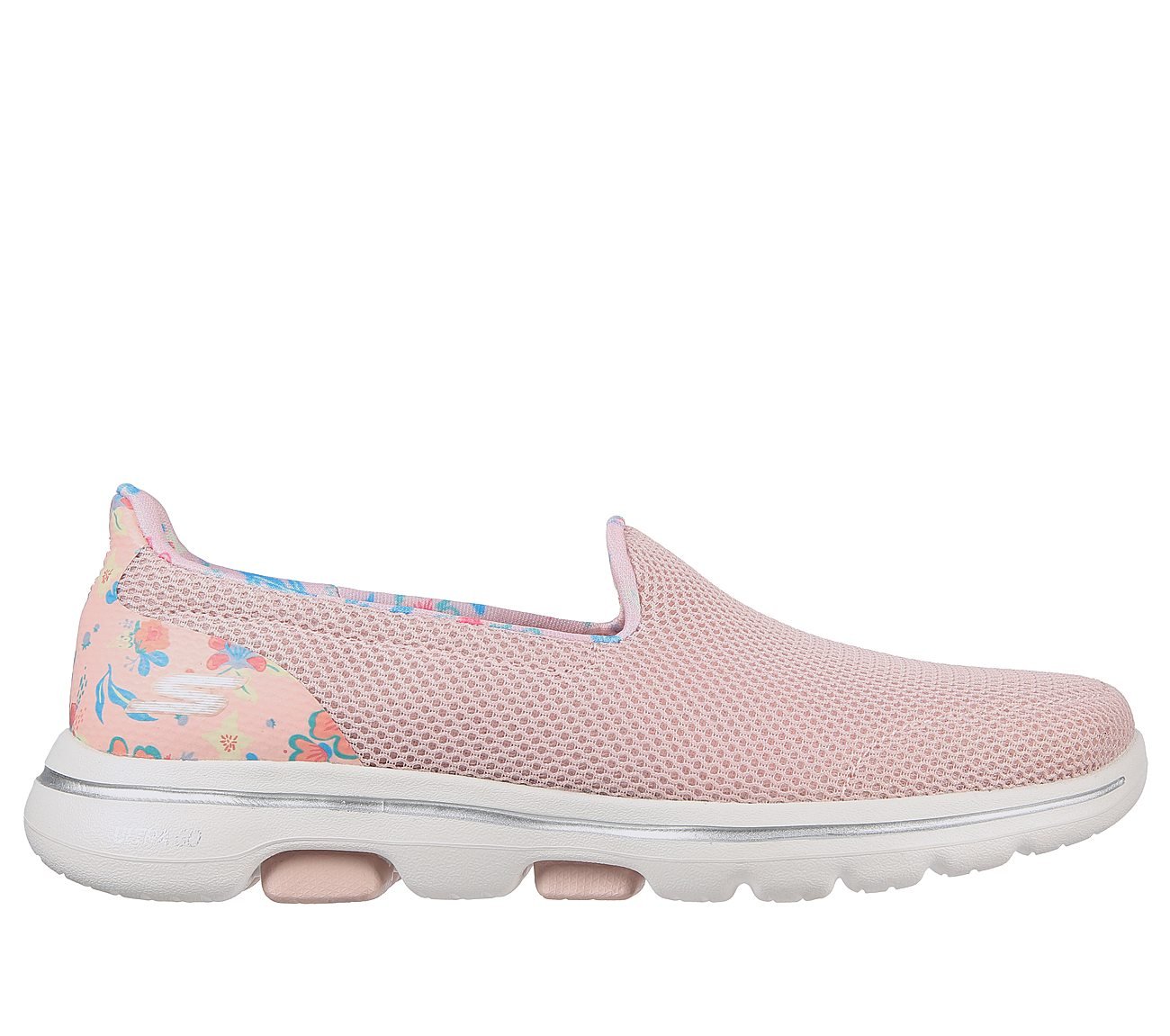 GO WALK 5 - FLOWERY, LIGHT PINK/MULTI Footwear Lateral View