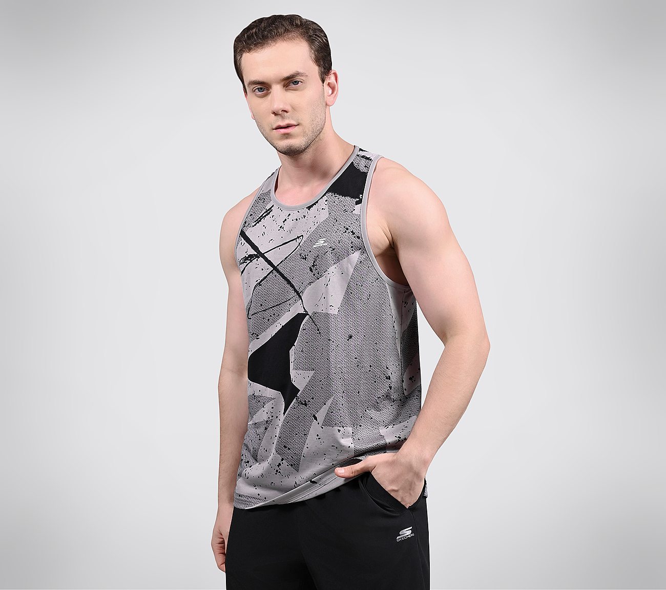 FIRFLY AOP TANK, WHITE/GREY/BLUE Apparels Top View