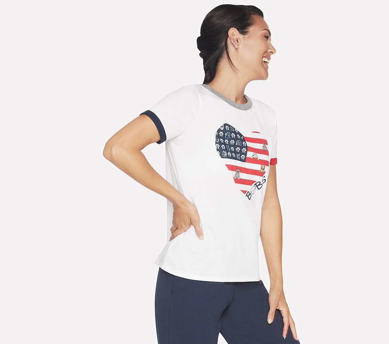 BOBS FLAG HEART RINGER T-SHIRT, WWWHITE Apparels Bottom View
