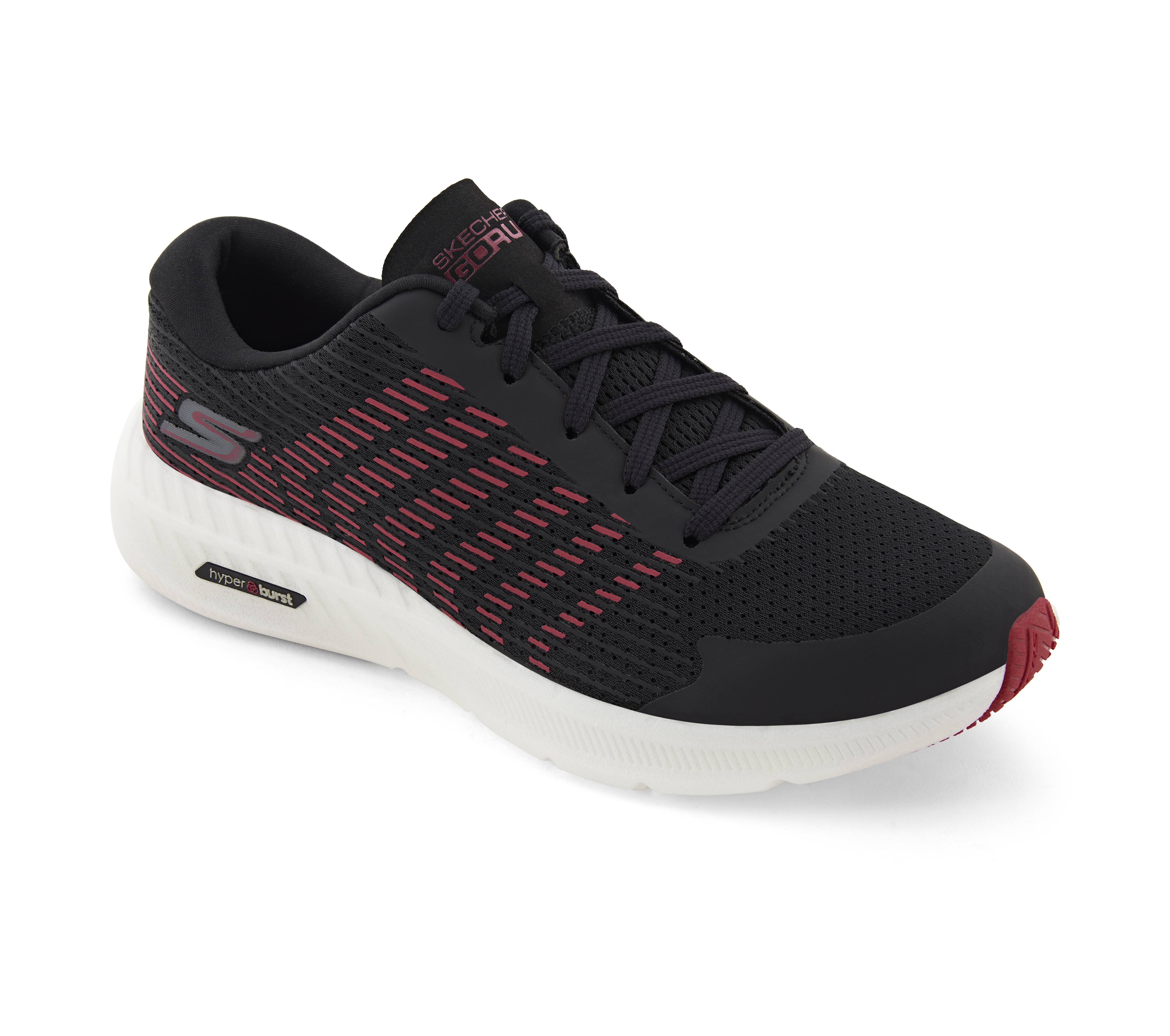 GO RUN HYPER BURST - HAPTIC R, BLACK/RED Footwear Lateral View