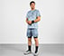 AOP CHEST PRINT PERFORMANCE T-SHIRT, CHARCOAL/LT. BLUE