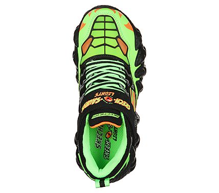 SKECH-O-SAURUS LIGHTS, BLACK/LIME Footwear Top View