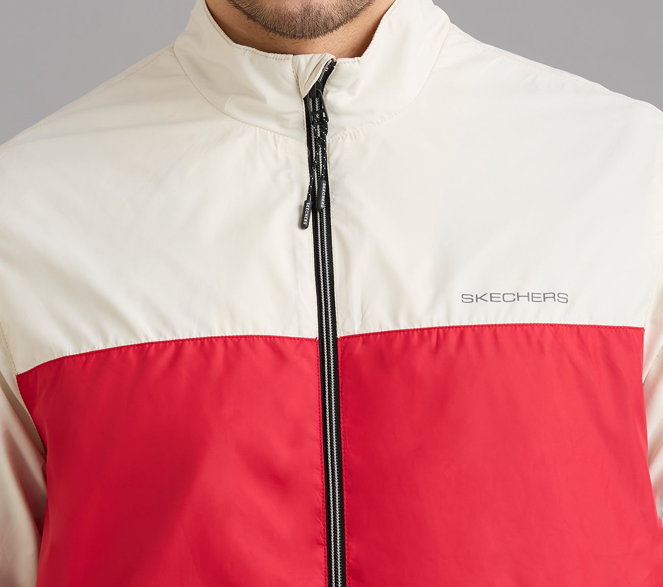 COLOR BLOCK PICKLEBALL WINDBREAKER, GRAY/RED Apparels Right View