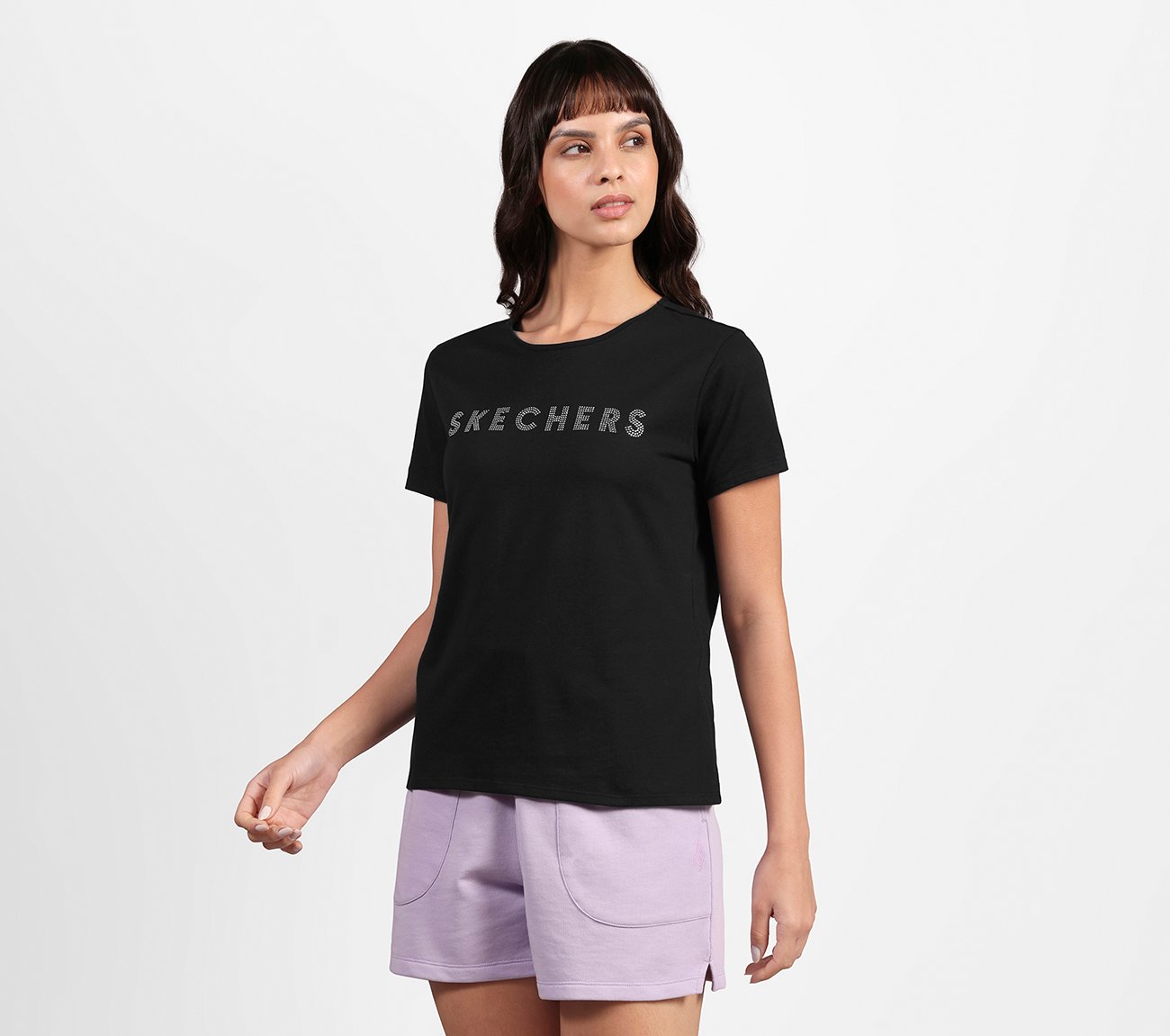 CREW NECK DIAMONTE TEE, BLACK Apparel Top View