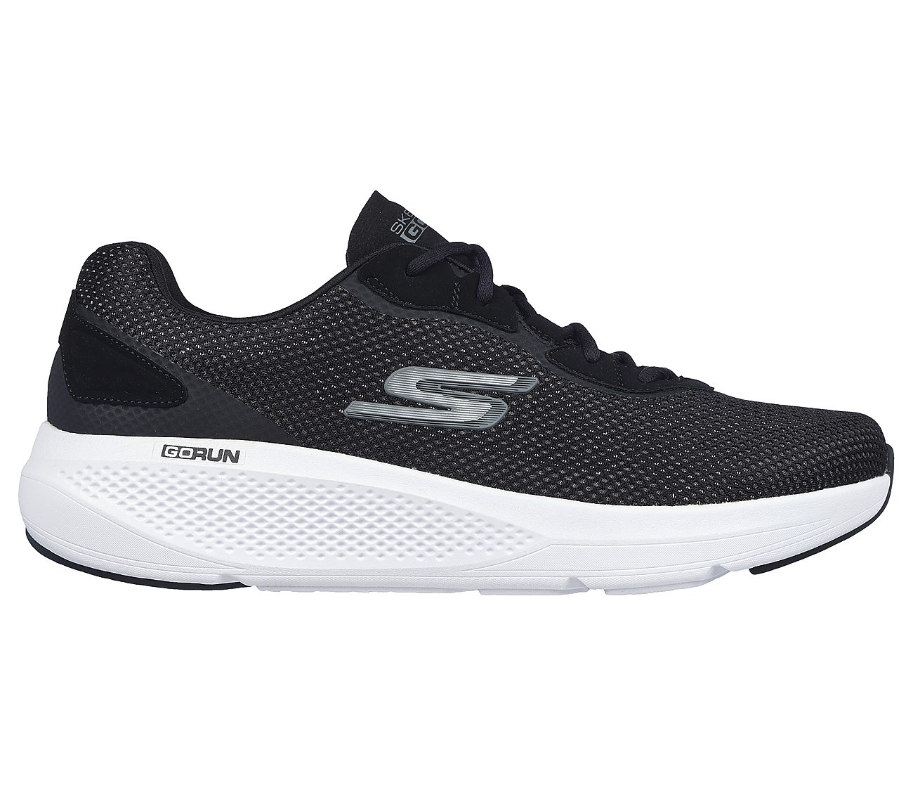 GO RUN ELEVATE, BLACK/WHITE Footwear Lateral View