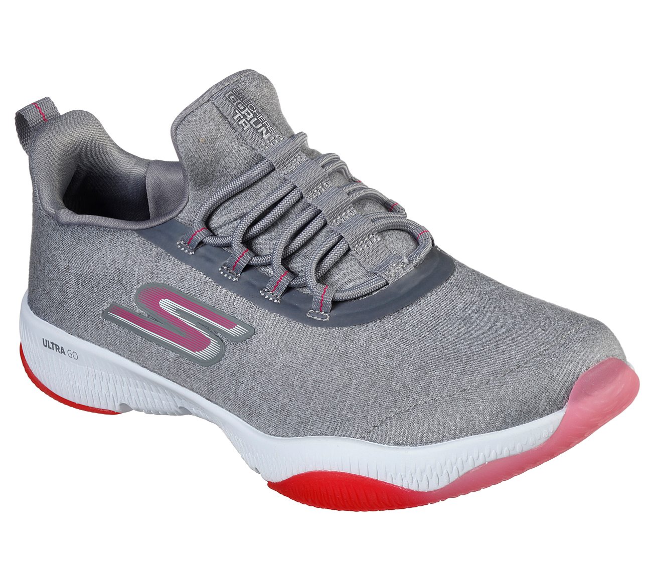 GO RUN TR- EXCEPTION, GREY/PINK Footwear Lateral View