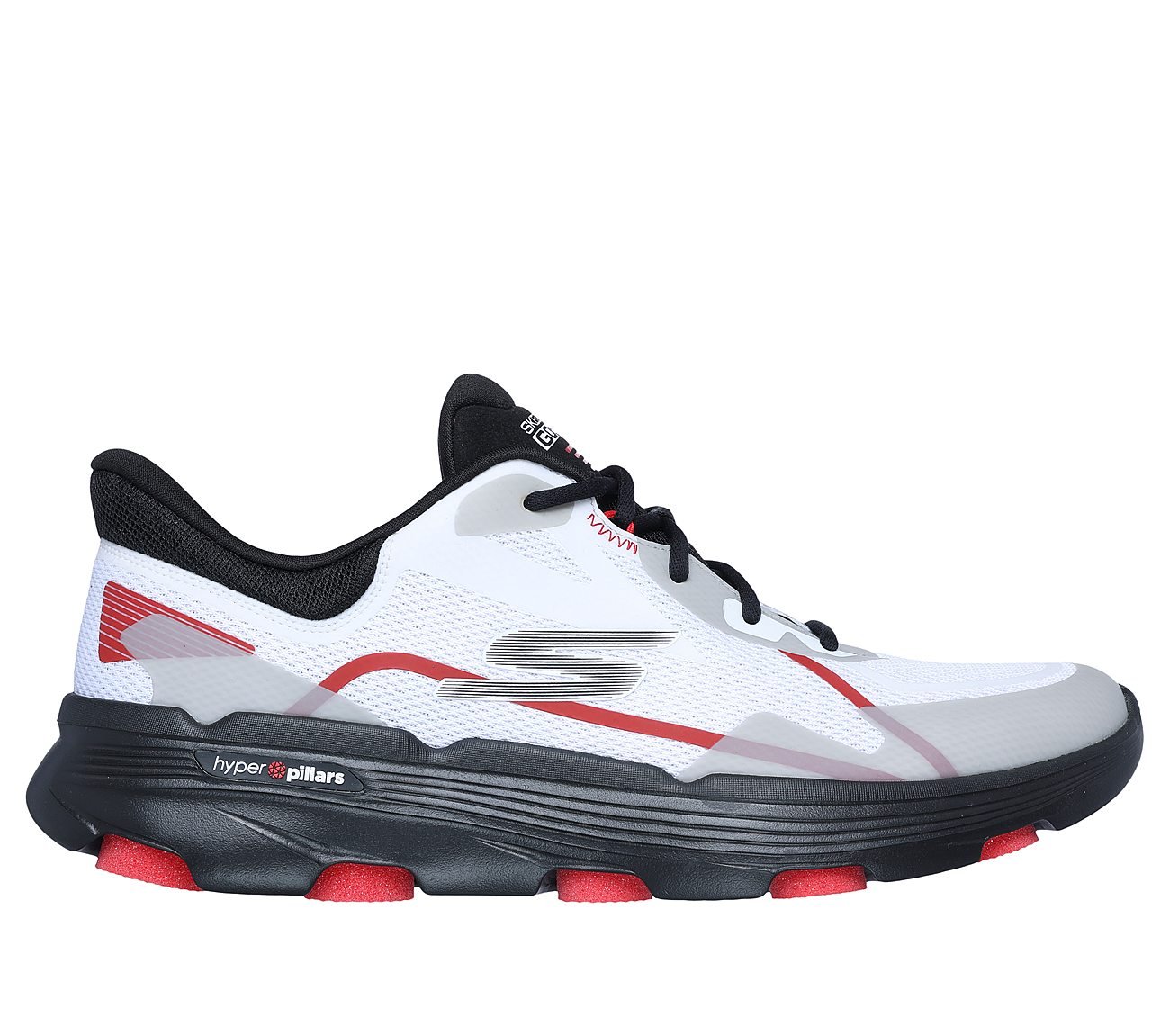 GO RUN 7, WHITE/BLACK/RED Footwear Lateral View