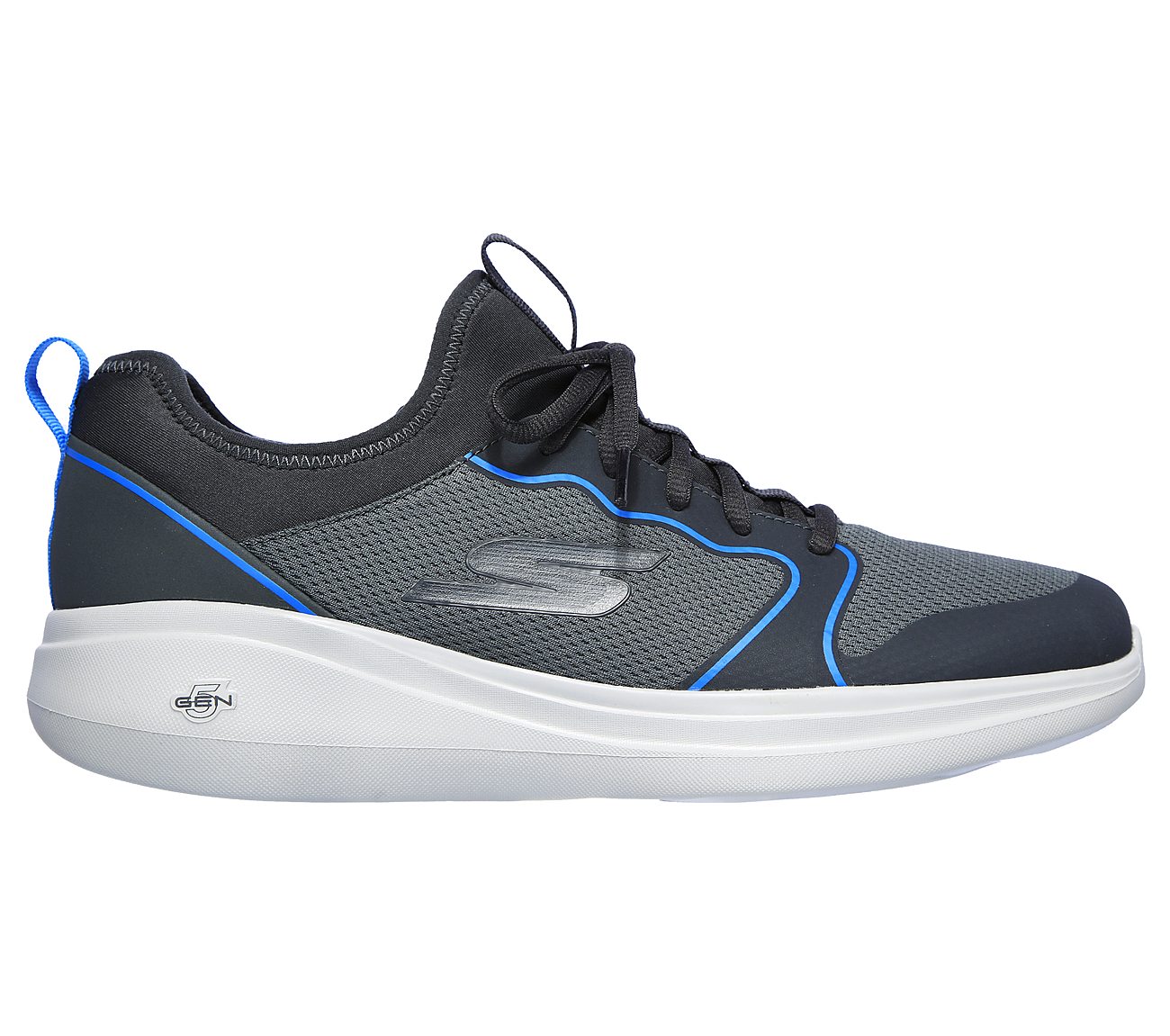 GO RUN FAST - VALIANCE, CHARCOAL/BLUE Footwear Lateral View