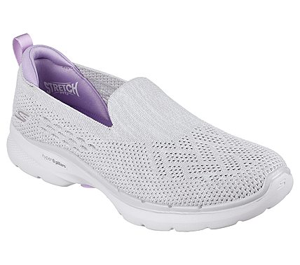 GO WALK 6 - VALERIE, GREY/LAVENDER Footwear Lateral View