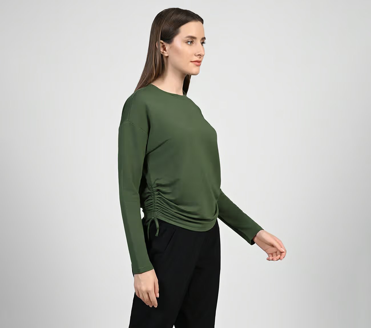 SKECHLUXE RENEW CREW, OLIVE/BLACK Apparels Bottom View