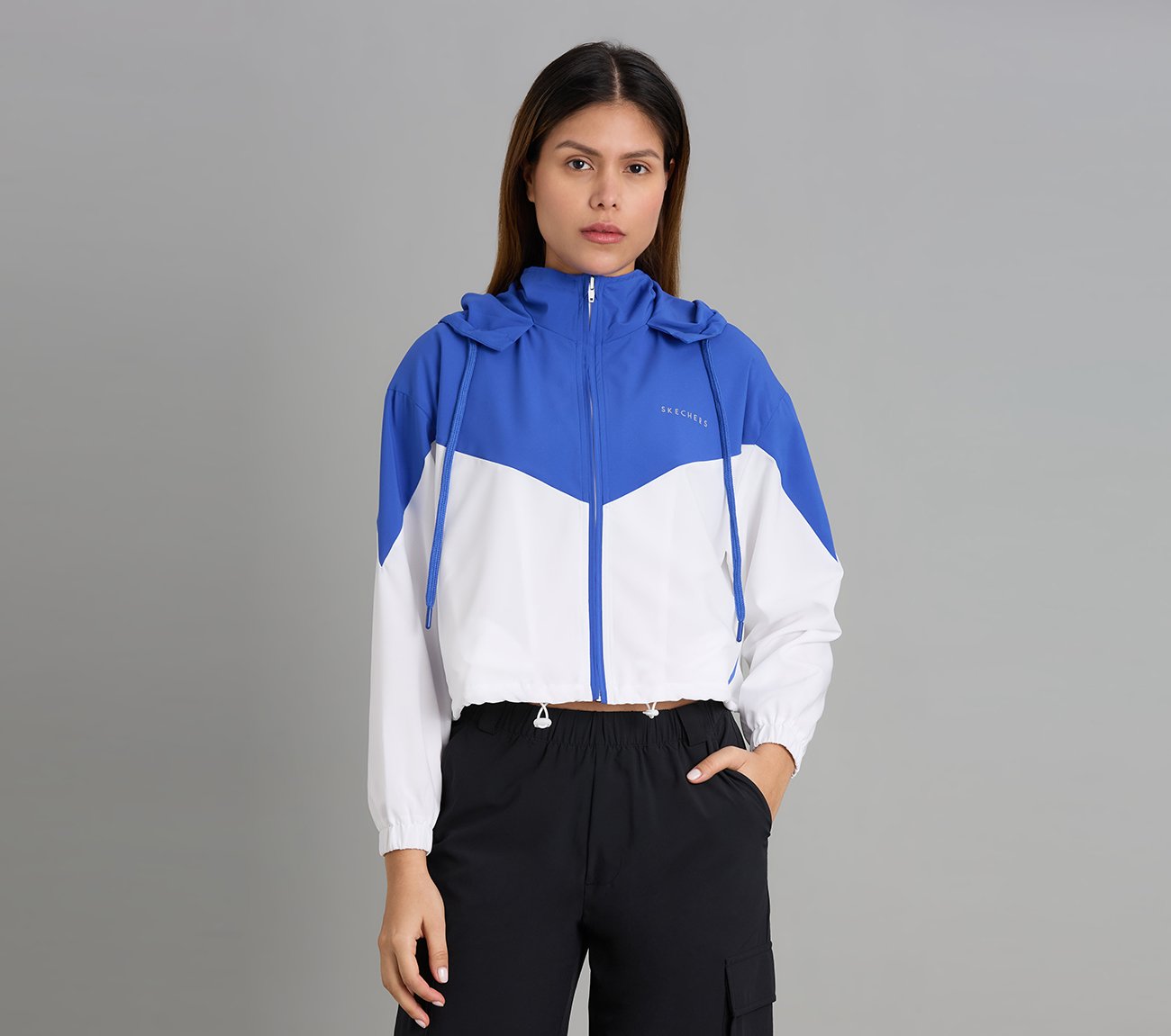 COLOR BLOCKED JACKET, WHITE