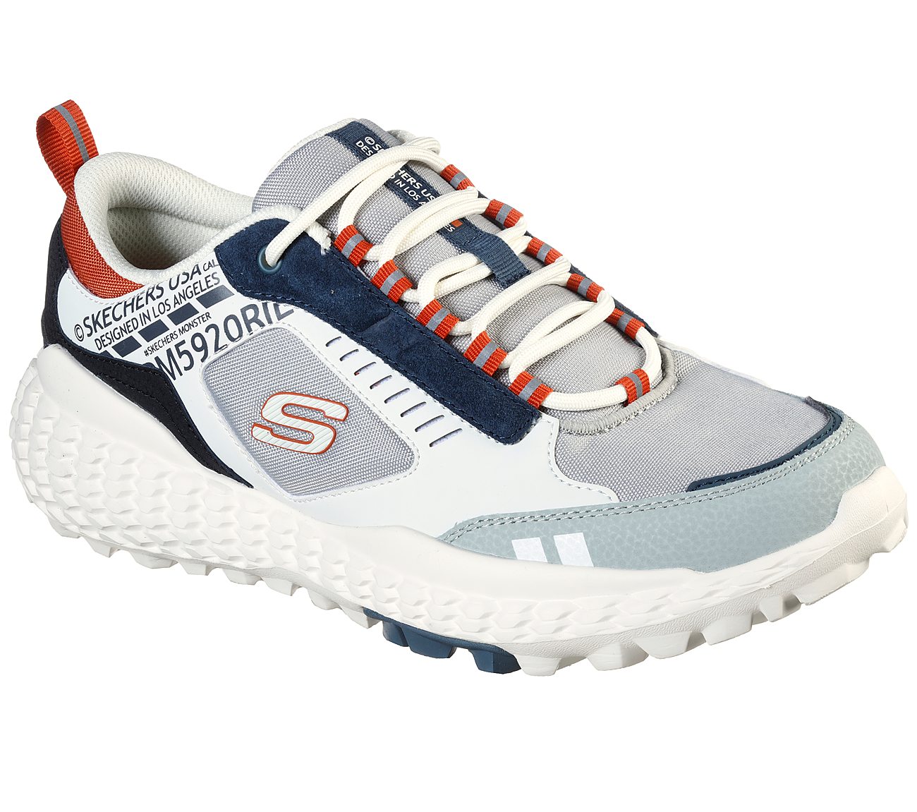 SKECHERS MONSTER, GREY/NAVY Footwear Right View