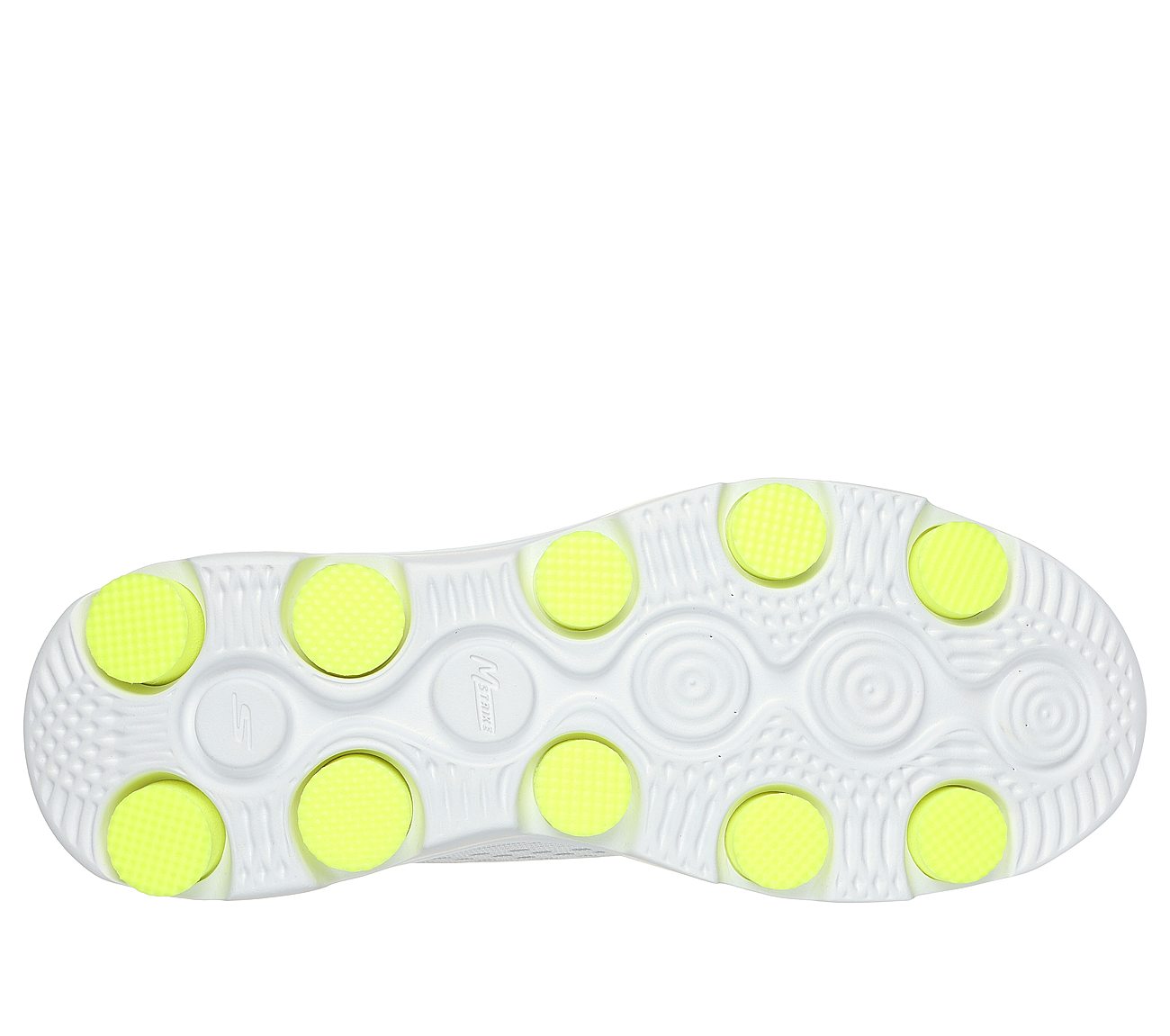 GO RUN 7, WHITE/NAVY Footwear Bottom View