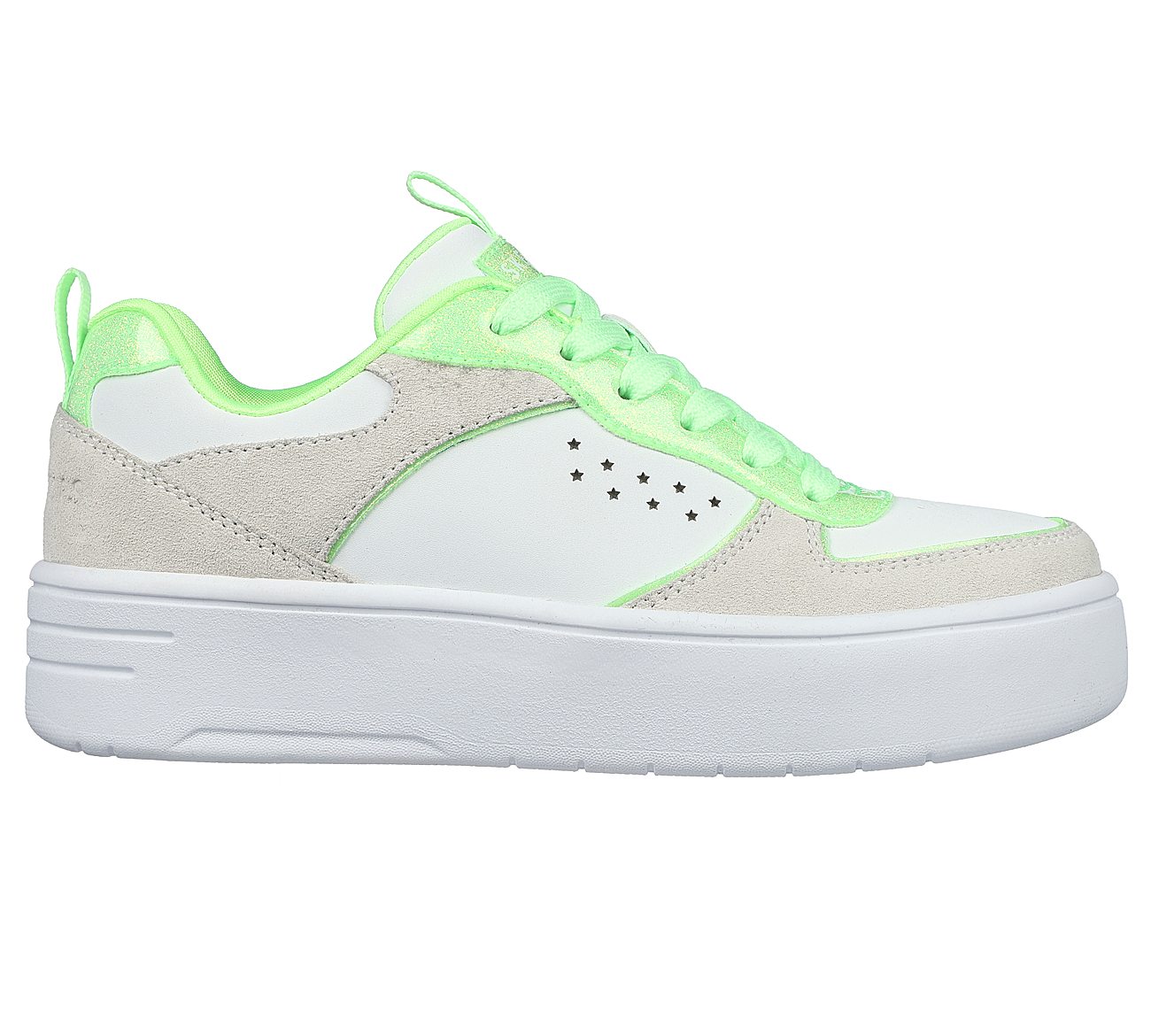 COURT HIGH - GLITTER MIX, WHITE/LIME Footwear Lateral View