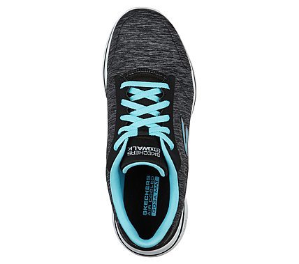 GO WALK 5-TRUE, BLACK/AQUA Footwear Top View