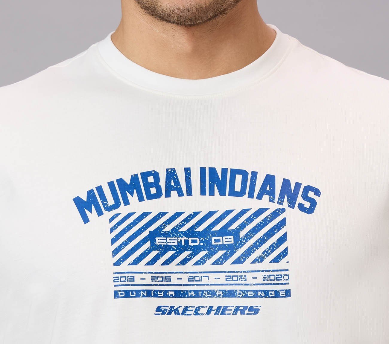 MUMBAI INDIANS DISTRESSED GRAPHIC TEE, WHITE