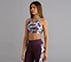 HIGH IMPACT AOP SPORTS BRA, WHITE/TURQ/PURPLE