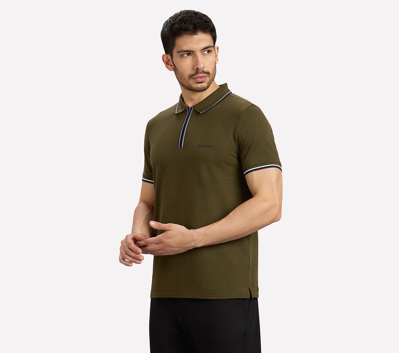 MULTI TONE TIPPING POLO, BROWN/SAGE Apparels Top View