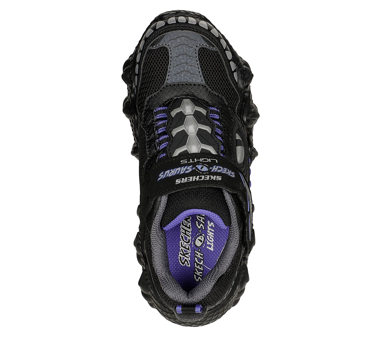 SKECH-O-SAURUS LIGHTS-DINO-TR, BLACK/CHARCOAL Footwear Top View